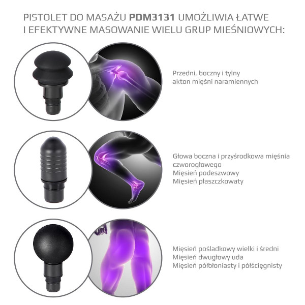 Перкусійний ручний масажер HMS PDM3131 срібний