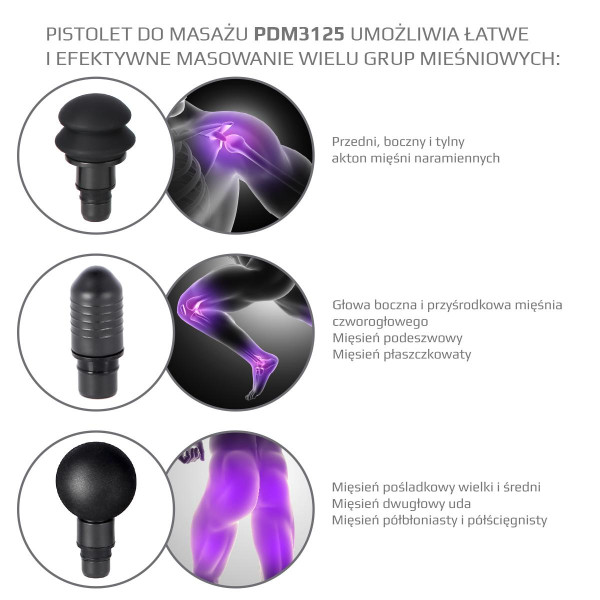 Перкусійний ручний масажер HMS PDM3125H чорний