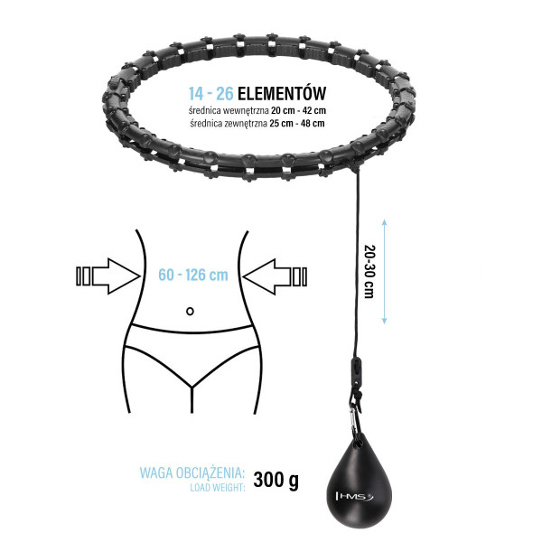Хула-хуп з тягарцем PlusSize HMS HHW11 60-126 см, чорний