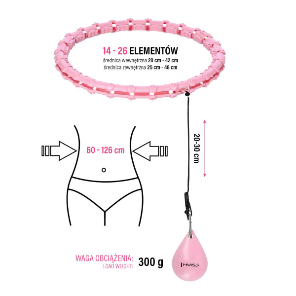Хула-хуп з тягарцем PlusSize HMS HHW11 60-126 см, рожевий