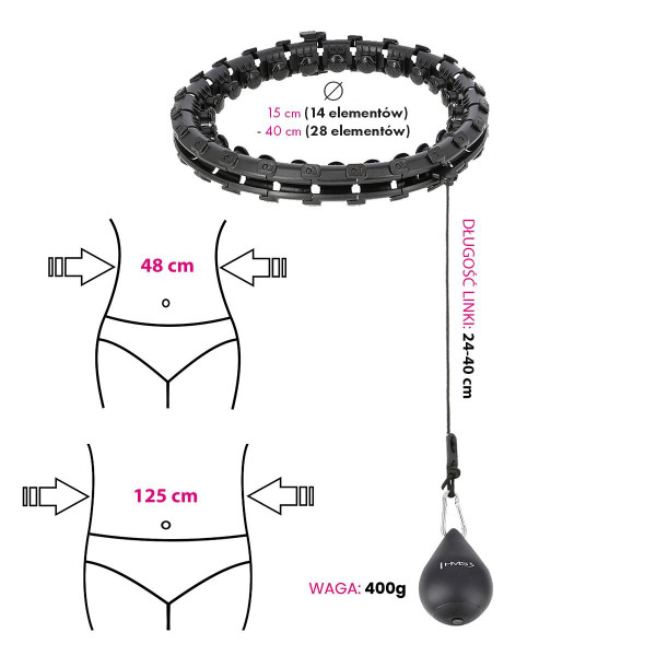Хула-хуп з тягарцем HMS Plus Size Set HHW12, чорний 