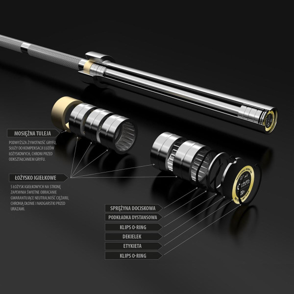 Гриф олімпійський 50мм/220см 1100кг HMS Premium GO1100